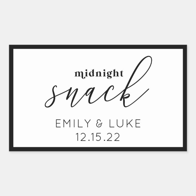 White and Black Midnight Snack Custom Wedding Sticker (Front)