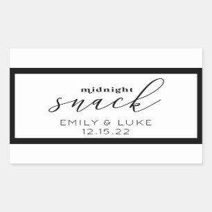White and Black Midnight Snack Custom Wedding Sticker