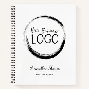White and Black Minimalist Business Logo Meeting Notebook