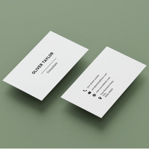 White And Black Minimalist Custom Name Typography Business Card