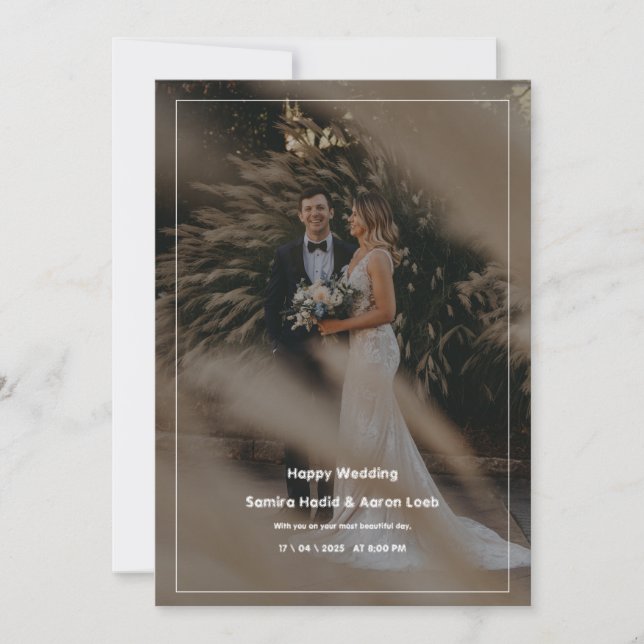 White and Black Minimalist Wedding  Invitation (Front)