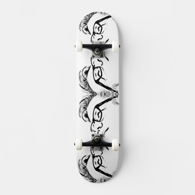 White and Black Mirrored Man HAMbWG Skateboard (Front)