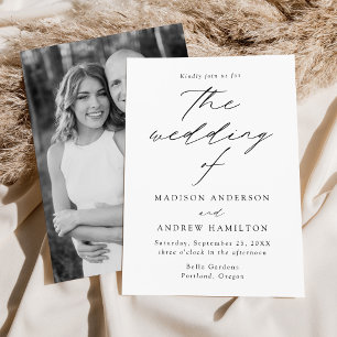 White and Black Modern Elegance Photo Wedding Invitation
