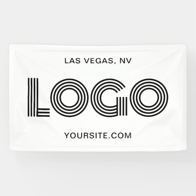 White and Black Modern Large Rectangular Logo Banner (Horizontal)