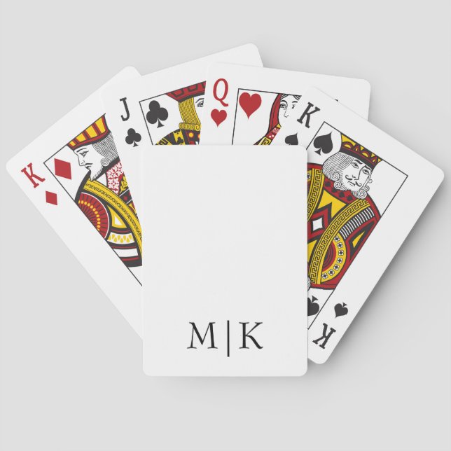 White and Black | Modern Monogram Playing Cards (Back)
