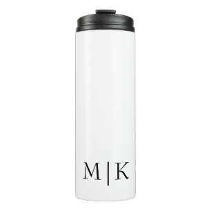 White and Black   Modern Monogram Thermal Tumbler