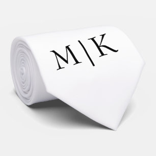 White and Black   Modern Monogram Tie