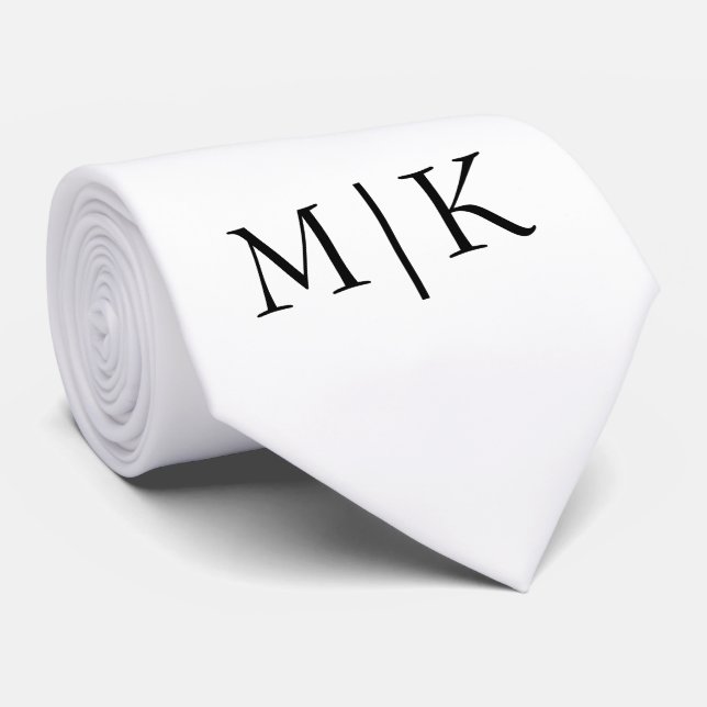 White and Black | Modern Monogram Tie (Rolled)