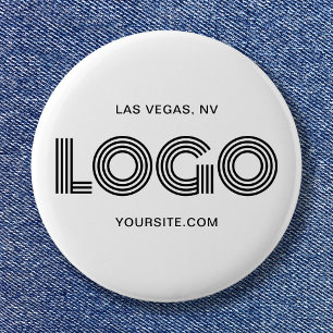 White and Black Modern Rectangular Logo 2 Inch Round Button
