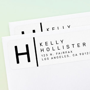 White and Black Modern Return Address
