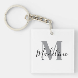 White And Black Monogram Elegant Keychain