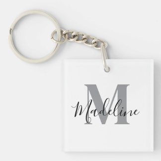 White And Black Monogram Elegant Keychain