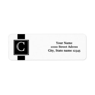 White and Black Monogrammed Return Address