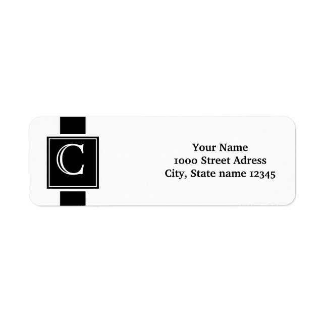 White and Black Monogrammed Return Address (Front)