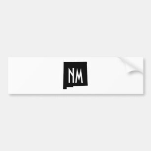 White and Black New Mexico Monogram Bumper Sticker