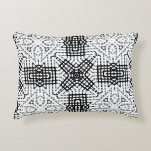 White and black openwork geometric pattern Anna Accent Pillow