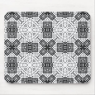 White and black openwork geometric pattern Anna Mouse Pad