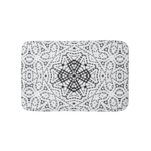 White and black openwork geometric pattern Elsa Bath Mat