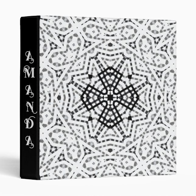 White and black openwork geometric pattern Elsa Binder (Front/Spine)