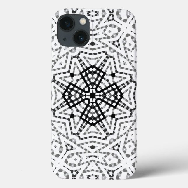 White and black openwork geometric pattern Elsa Case-Mate iPhone Case (Back)