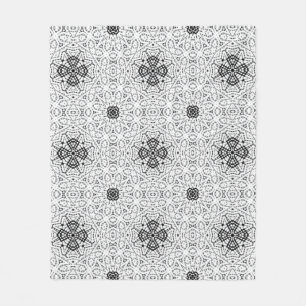 White and black openwork geometric pattern Elsa Fleece Blanket
