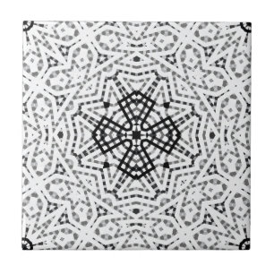 White and black openwork geometric pattern Elsa Tile