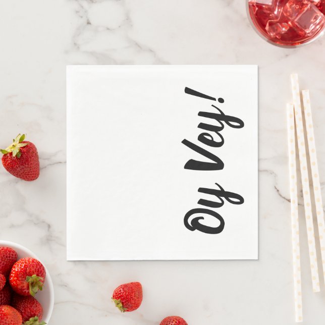 White and Black Oy Vey  Paper Napkins (Insitu)