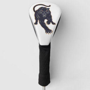White and Black Panther designed leather Golf Head Cover