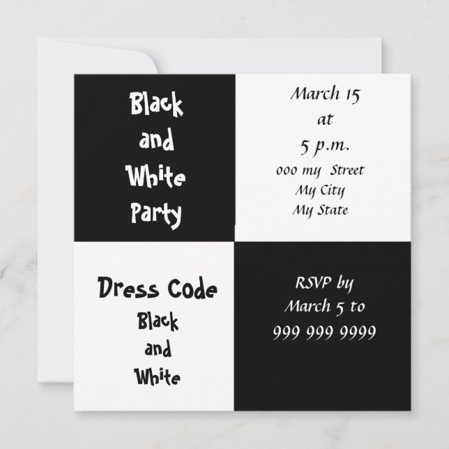 White and Black Party Invitation (Front)