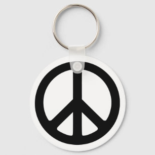 White and Black Peace Symbol Keychain