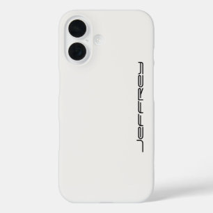 White and Black, Personalized Name,  iPhone 16 Case
