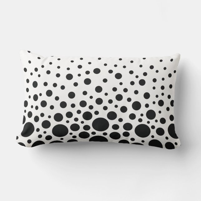 White and black polka dot lumbar pillow (Front)