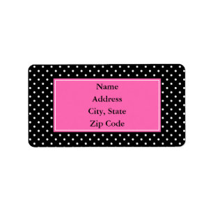 White and Black Polka Dot Pattern Label