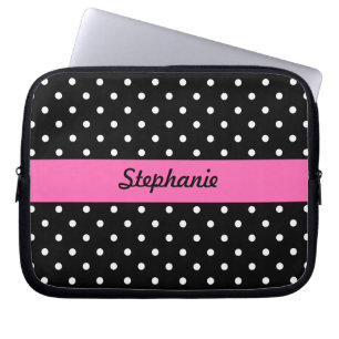 White and Black Polka Dot Pattern Laptop Sleeve