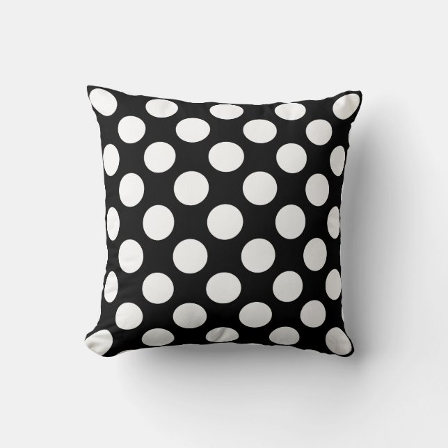 White And Black Polka Dot Pattern Throw Pillow (Front)