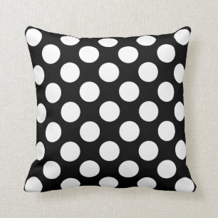 White And Black Polka Dot Pattern Throw Pillow