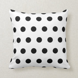White and Black Polka Dot Throw Pillow