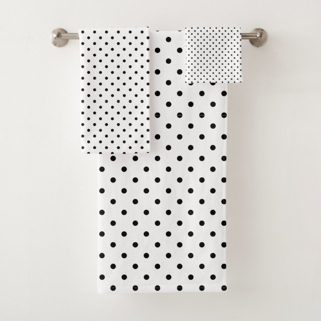 White and Black Polka dots Bath Towel Set (Insitu)