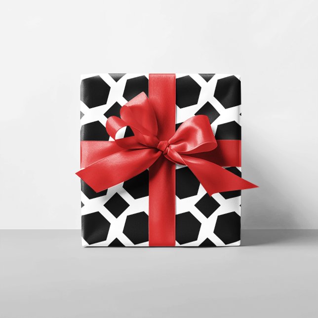 White and Black Polygons Wrapping Paper (White and Black Polygons Wrapping Paper)