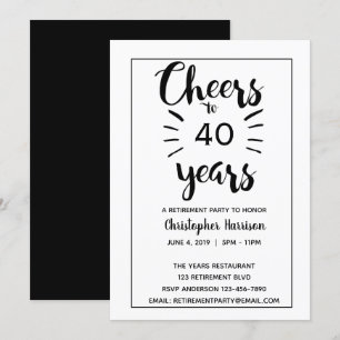 White and Black Retirement Invitation