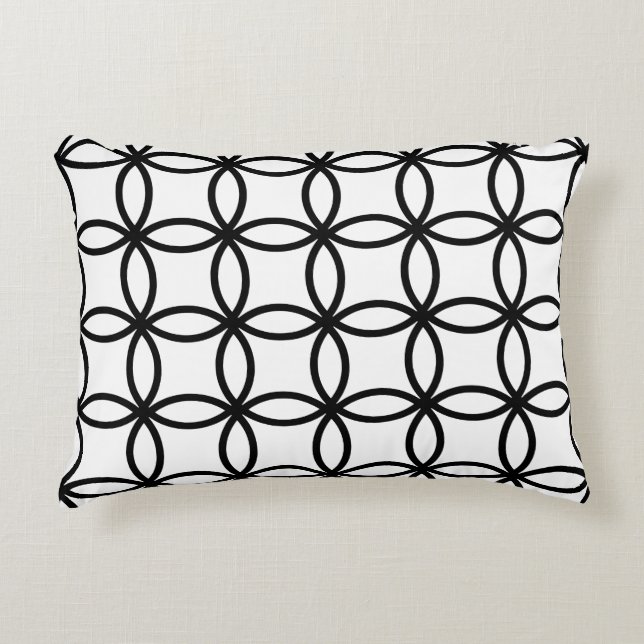 White and Black Rings Accent Pillow (Front)