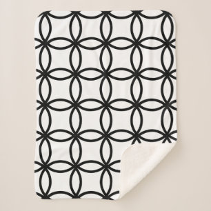 White and Black Rings Sherpa Blanket