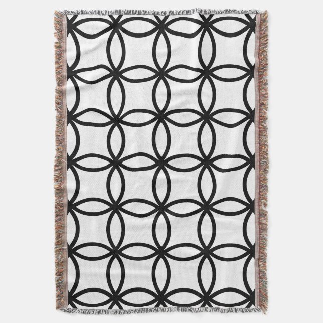 White and Black Rings Throw Blanket (Front Vertical)