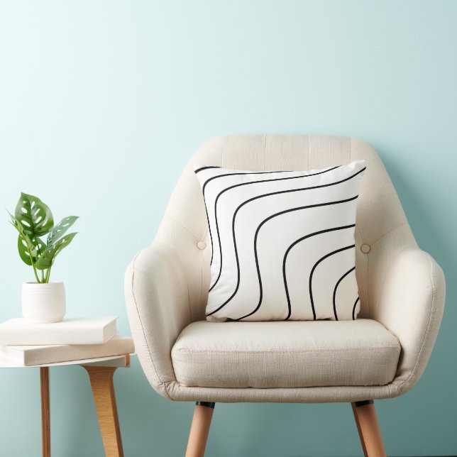 White and Black Ripple Throw Pillow (Chair)