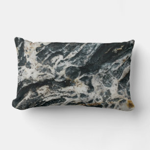 White and black rock formation lumbar pillow