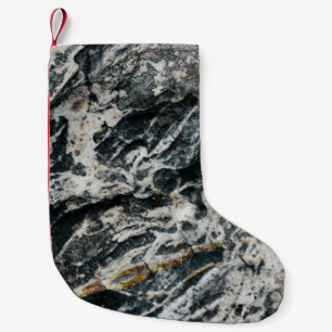 White and black rock formation small christmas stocking