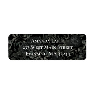 White and Black Rose Gothic Return Address Labels