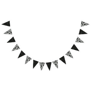 White and Black Rose Gothic Wedding Bunting Bunting Flags