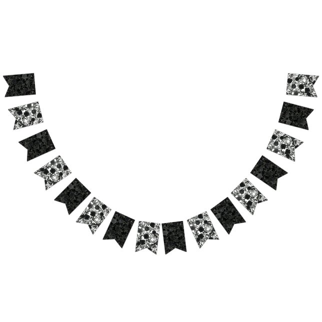 White and Black Rose Gothic Wedding Bunting Bunting Flags (All)