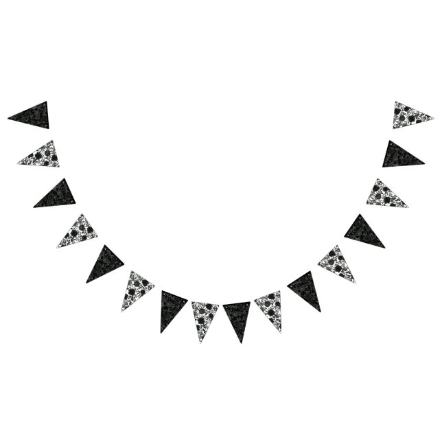 White and Black Rose Gothic Wedding Bunting Flags (All)